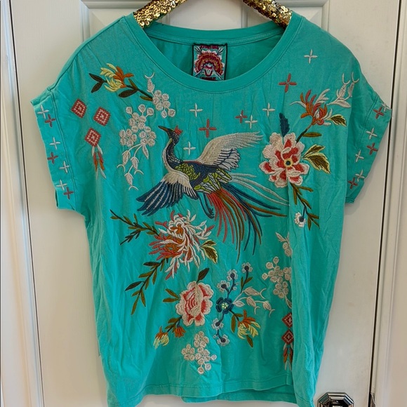 Blue Embroidered Bird Top - Picture 2 of 6